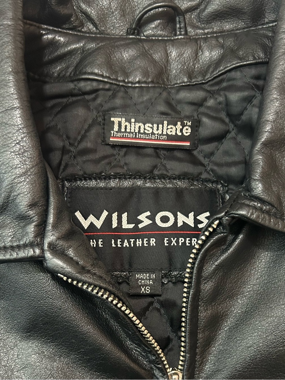 Wilsons Genuine Leather Maxima Full Zip Wrap Tie Vintage Motorcycle Biker Jacket - Picture 6 of 6